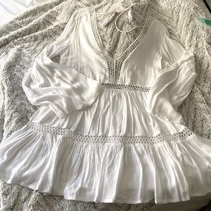 White Flowy Mini Dress